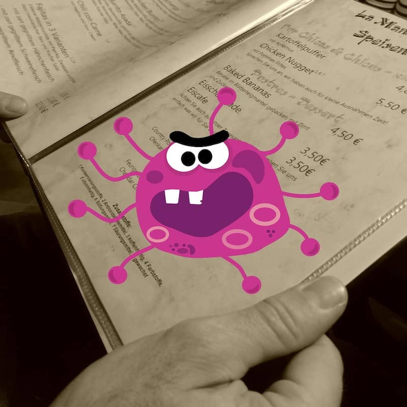 Dirty paper menu with Coronavirus